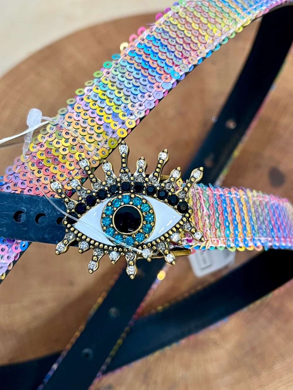 Kurt Geiger London Rainbow Sequin Evil Eye Belt Size: S/XS NWT